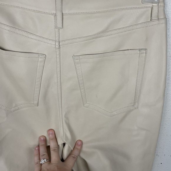 Free People Pants Rebel At Heart Vegan Leather Size 8 Straight Leg High Rise Tan - Picture 6 of 7